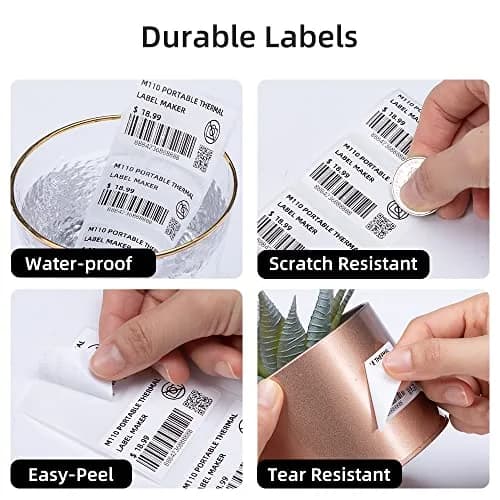 Phomemo M110 Thermal Labels 40x30mm (1.57"x1.18") Black on White, 6 Rolls | Professional Grade Labels for Small Business thumbnail 9