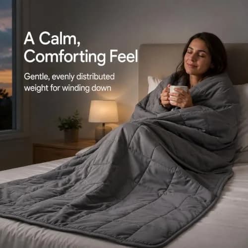 Smart Queen Weighted Blanket for Adults, 10lbs 48x72, Machine Washable, Grey | All-Season Heavy Bedding thumbnail 2