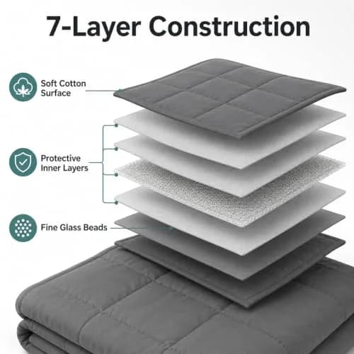 Smart Queen Weighted Blanket for Adults, 10lbs 48x72, Machine Washable, Grey | All-Season Heavy Bedding thumbnail 3