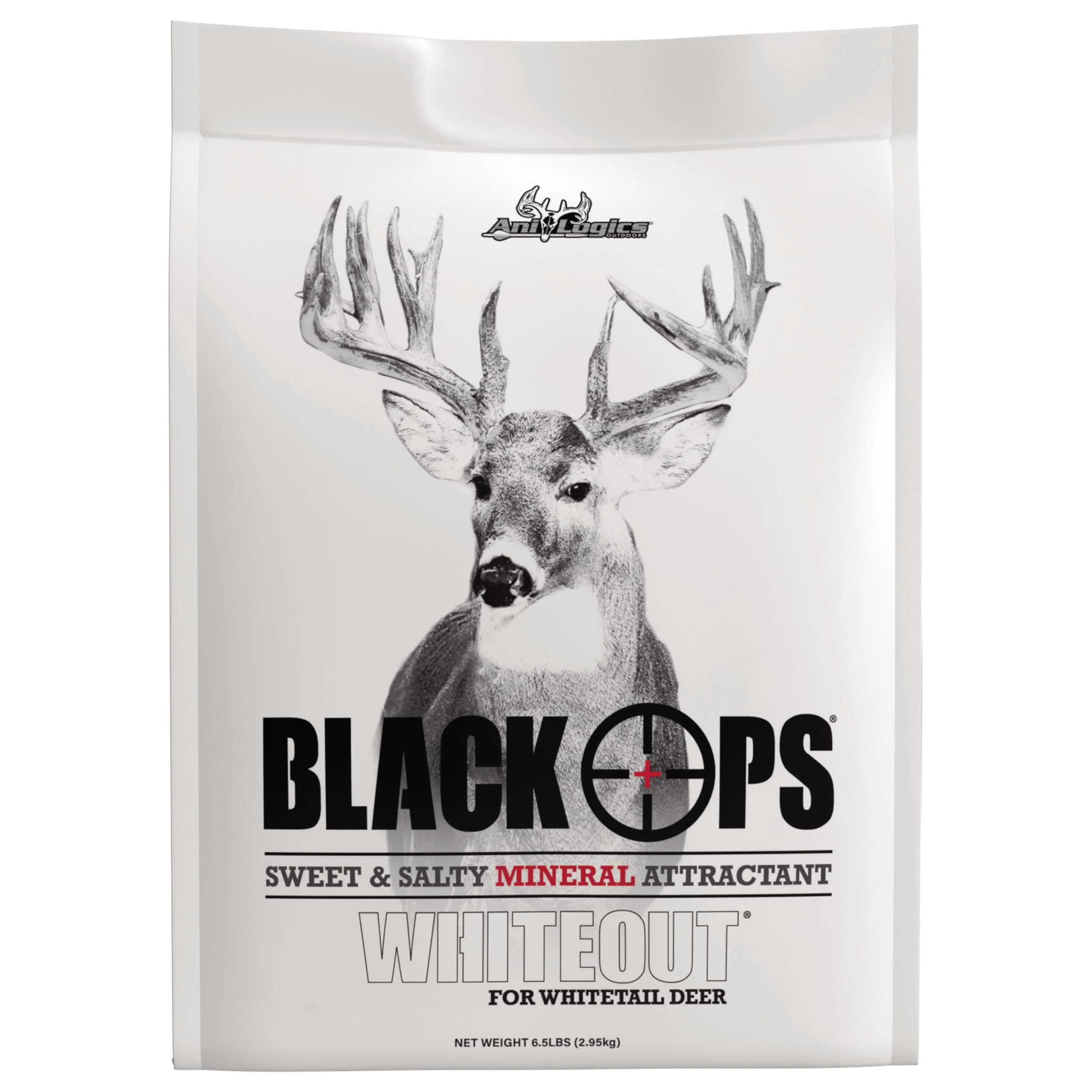 Ani-Logics Outdoors Black Ops Whiteout Granular Deer Mineral 6.5 lbs | Sweet & Salty Attractant for Whitetails