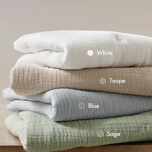 Harbor House Blue Cotton Muslin Quilt Set Taupe | Lightweight All-Season Comfort with OEKO-TEX Certified Fabric thumbnail 5