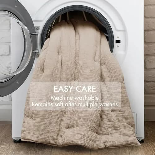 Harbor House Blue Cotton Muslin Quilt Set Taupe | Lightweight All-Season Comfort with OEKO-TEX Certified Fabric thumbnail 7