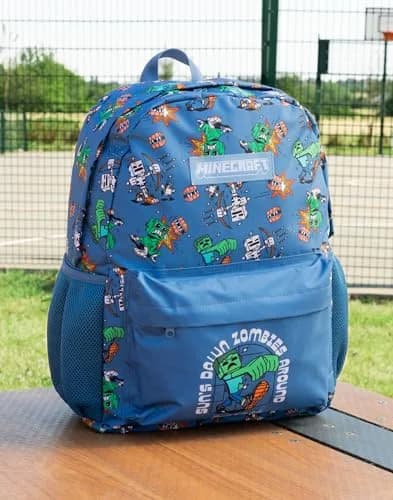 Minecraft Kids Backpack | Creeper Zombie Cartoon Design | 22.7L | Zip & Hook Closure thumbnail 4
