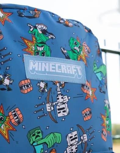 Minecraft Kids Backpack | Creeper Zombie Cartoon Design | 22.7L | Zip & Hook Closure thumbnail 5