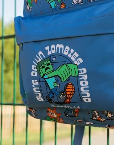 Minecraft Kids Backpack | Creeper Zombie Cartoon Design | 22.7L | Zip & Hook Closure thumbnail 6