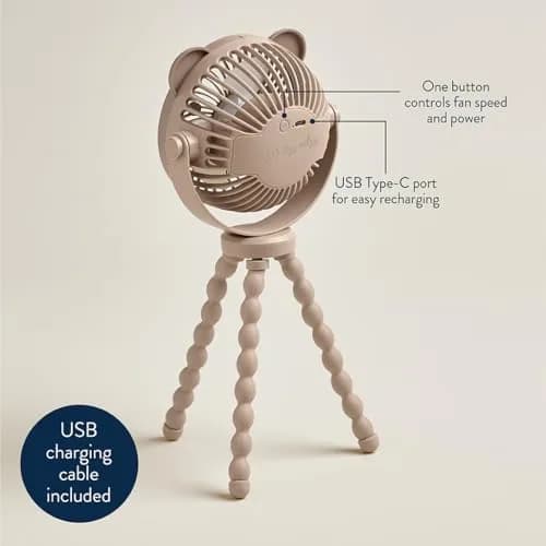 Itzy Ritzy Baby Stroller Fan with Wraparound Legs & USB Rechargeable Battery | 3-Speed Portable Cooling thumbnail 6