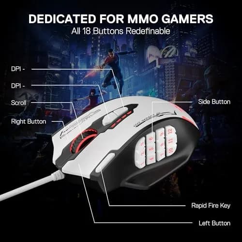 Redragon M908 Impact Wired RGB MMO Gaming Mouse 12 MMO Side Buttons | 24000 DPI Optical Sensor thumbnail 4