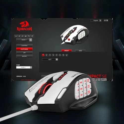 Redragon M908 Impact Wired RGB MMO Gaming Mouse 12 MMO Side Buttons | 24000 DPI Optical Sensor thumbnail 8
