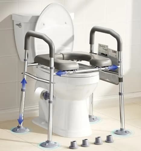 Bluelog Raised Toilet Seat Risers for Seniors with Handles, Grey | Heavy-Duty Support up to 400 lbs thumbnail 1