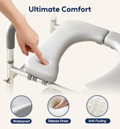 Bluelog Raised Toilet Seat Risers for Seniors with Handles, Grey | Heavy-Duty Support up to 400 lbs thumbnail 6