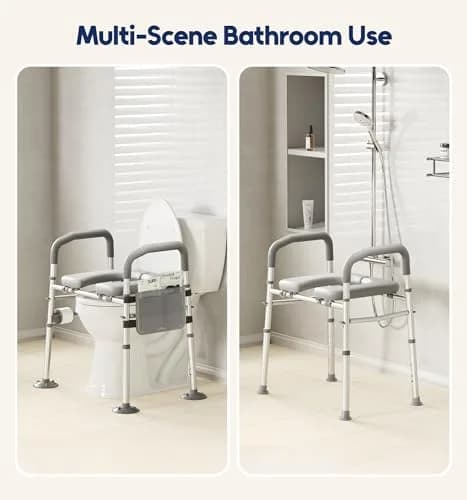 Bluelog Raised Toilet Seat Risers for Seniors with Handles, Grey | Heavy-Duty Support up to 400 lbs thumbnail 8