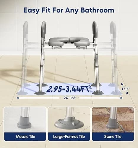 Bluelog Raised Toilet Seat Risers for Seniors with Handles, Grey | Heavy-Duty Support up to 400 lbs thumbnail 9