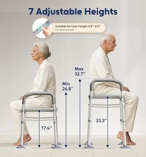 Bluelog Raised Toilet Seat Risers for Seniors with Handles, Grey | Heavy-Duty Support up to 400 lbs thumbnail 3