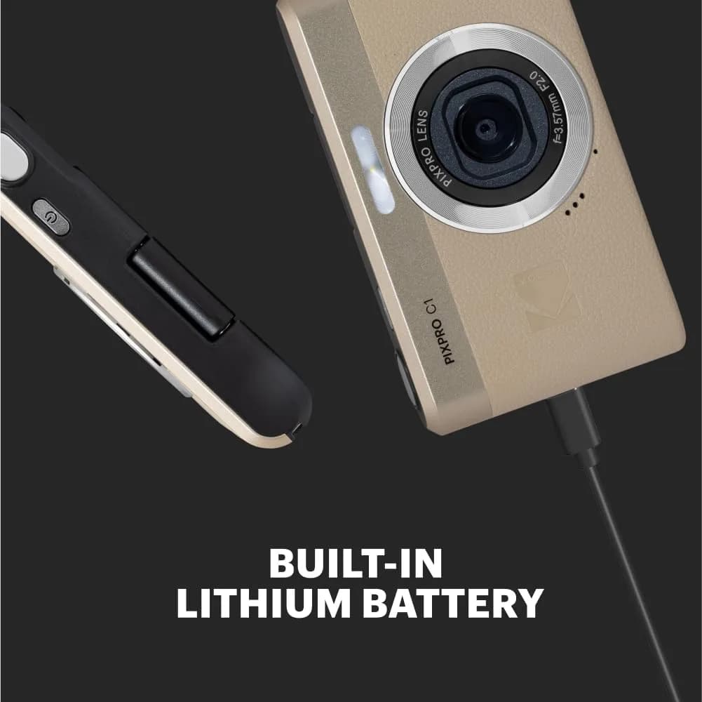 Kodak PIXPRO C1 Compact Digital Camera, 13MP 1/3 BSI CMOS, 28mm f/2.0, 4x Digital Zoom, 2.8" 180° Flip LCD, 1080p HD Video, Tan | 13MP 1/3 BSI CMOS Sensor - view 4
