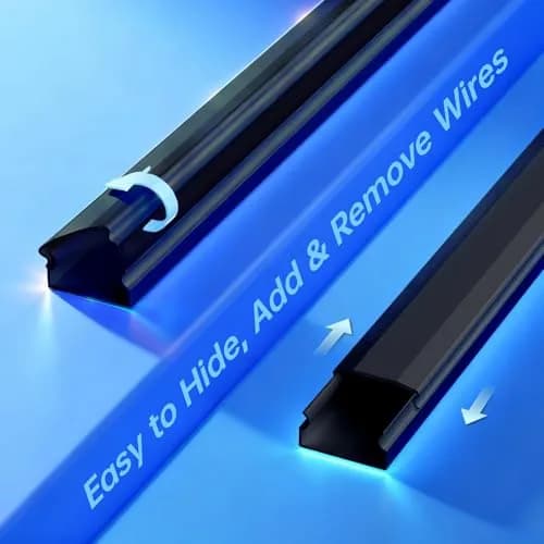 Delamu Black Cord Hider, 600cm (236in) Cable Raceway for 3-4 Wires on Wall | UL94 V-0 Rated Flame Retardant thumbnail 4