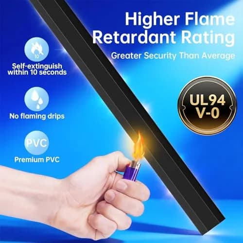 Delamu Black Cord Hider Raceway 205.7cm (85in) Total Length | UL94 V-0 Rated for Safety thumbnail 6