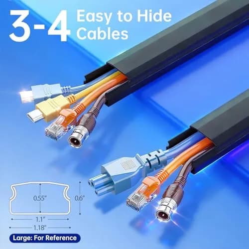 Delamu Black Cord Hider Raceway 205.7cm (85in) Total Length | UL94 V-0 Rated for Safety thumbnail 2