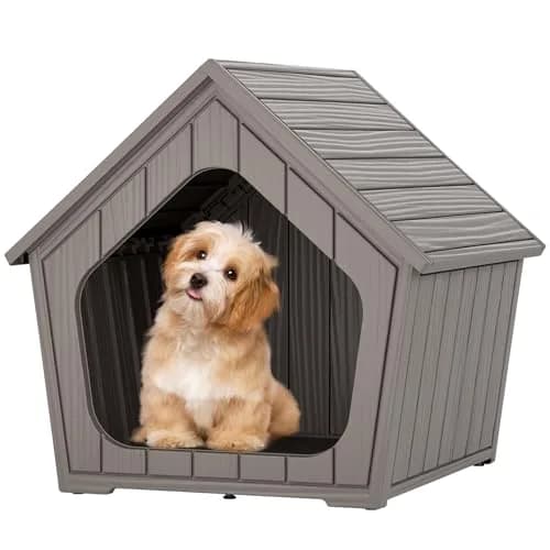 Fancyango Small Dog House Weatherproof Indoor Outdoor | Sturdy Plastic Shelter for Small Dogs thumbnail 1
