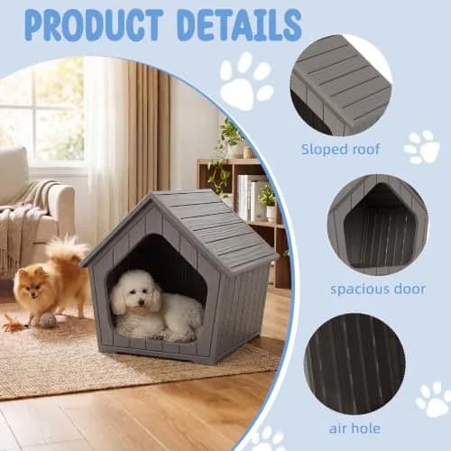 Fancyango Small Dog House Weatherproof Indoor Outdoor | Sturdy Plastic Shelter for Small Dogs thumbnail 3