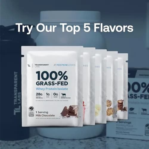 Transparent Labs Grass-Fed Whey Protein Isolate Variety Pack | 189ml (6.26 Fl Oz) | 28g Protein Per Serving thumbnail 2