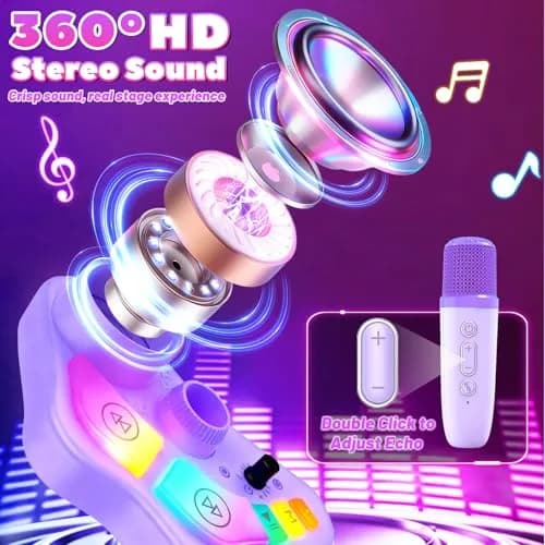FunforFun! Kids Karaoke Machine with Wireless Mic & LED Lights | Rechargeable, Bluetooth, for Ages 3-8 thumbnail 6
