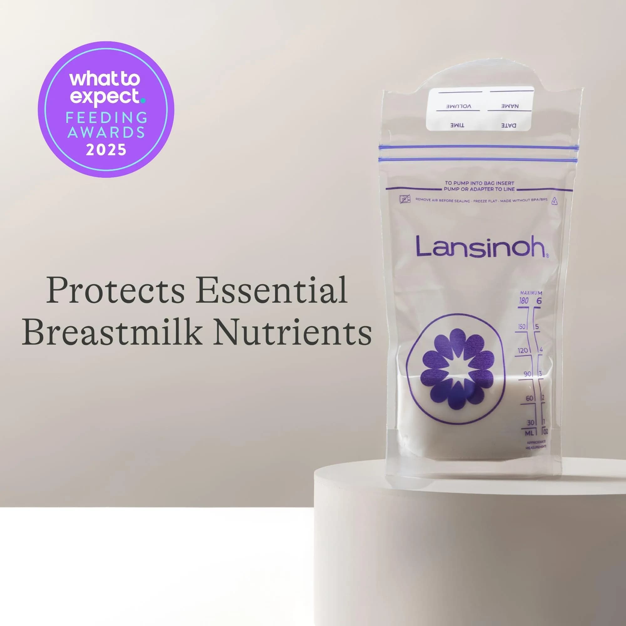 Lansinoh Breastmilk Storage Bags 6oz (177ml) | Superior Strength & Stretch for Pumping Moms - view 3