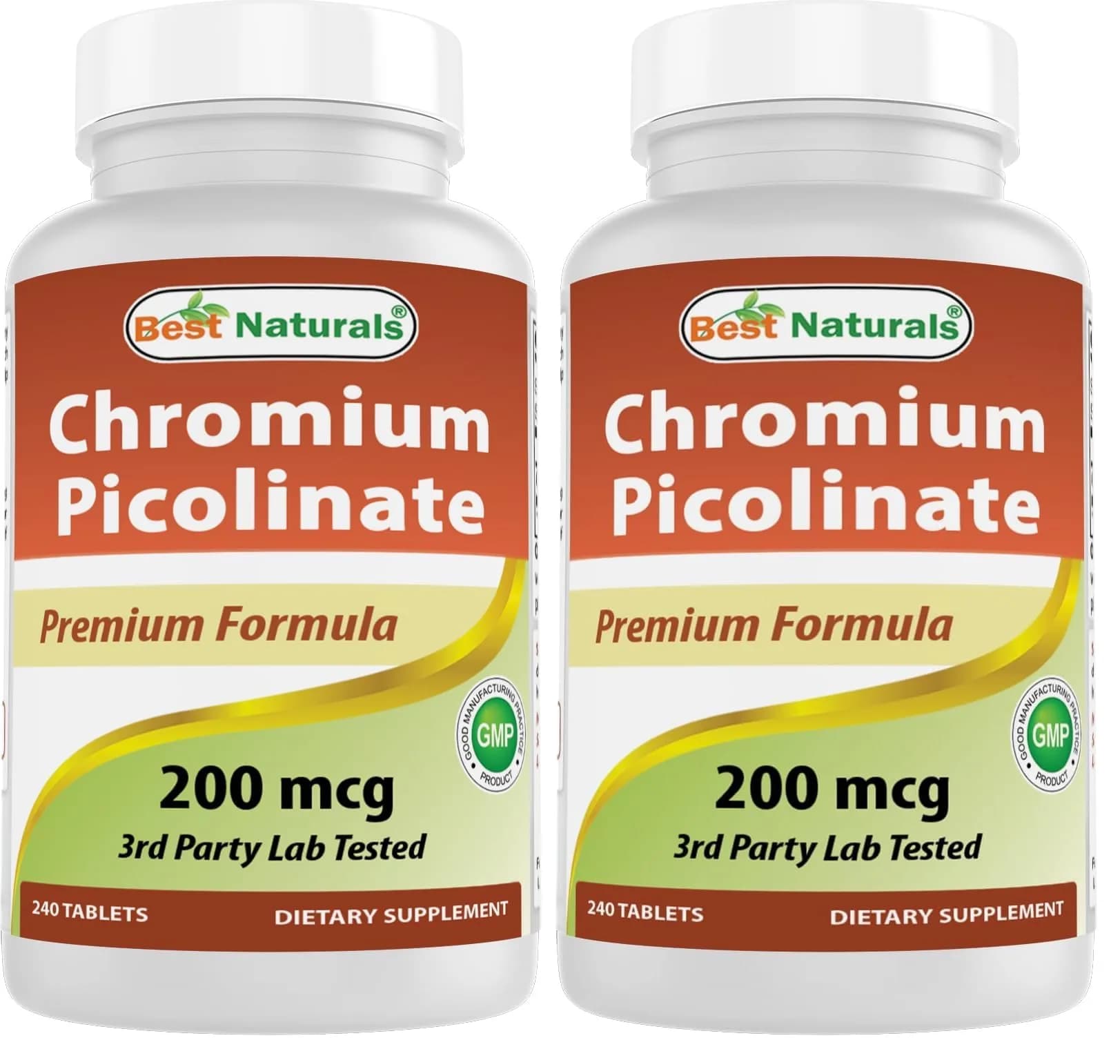 Best Naturals Chromium Picolinate Tablet, 200 mcg, 240 Count (Pack of 2) | Supports Weight Management & Blood Sugar