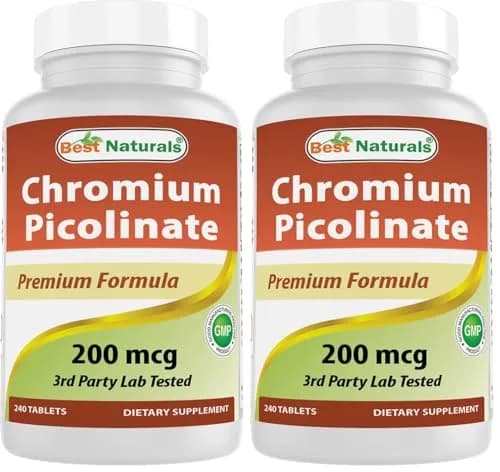 Best Naturals Chromium Picolinate Tablet, 200 mcg, 240 Count (Pack of 2) | Supports Weight Management & Blood Sugar thumbnail 1