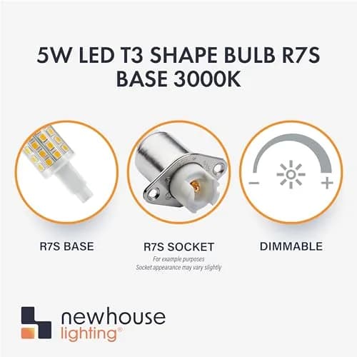 Newhouse Lighting 5w LED T3 Bulb R7s Base 3000k | Dimmable, Energy Saving, 600 Lumens thumbnail 6