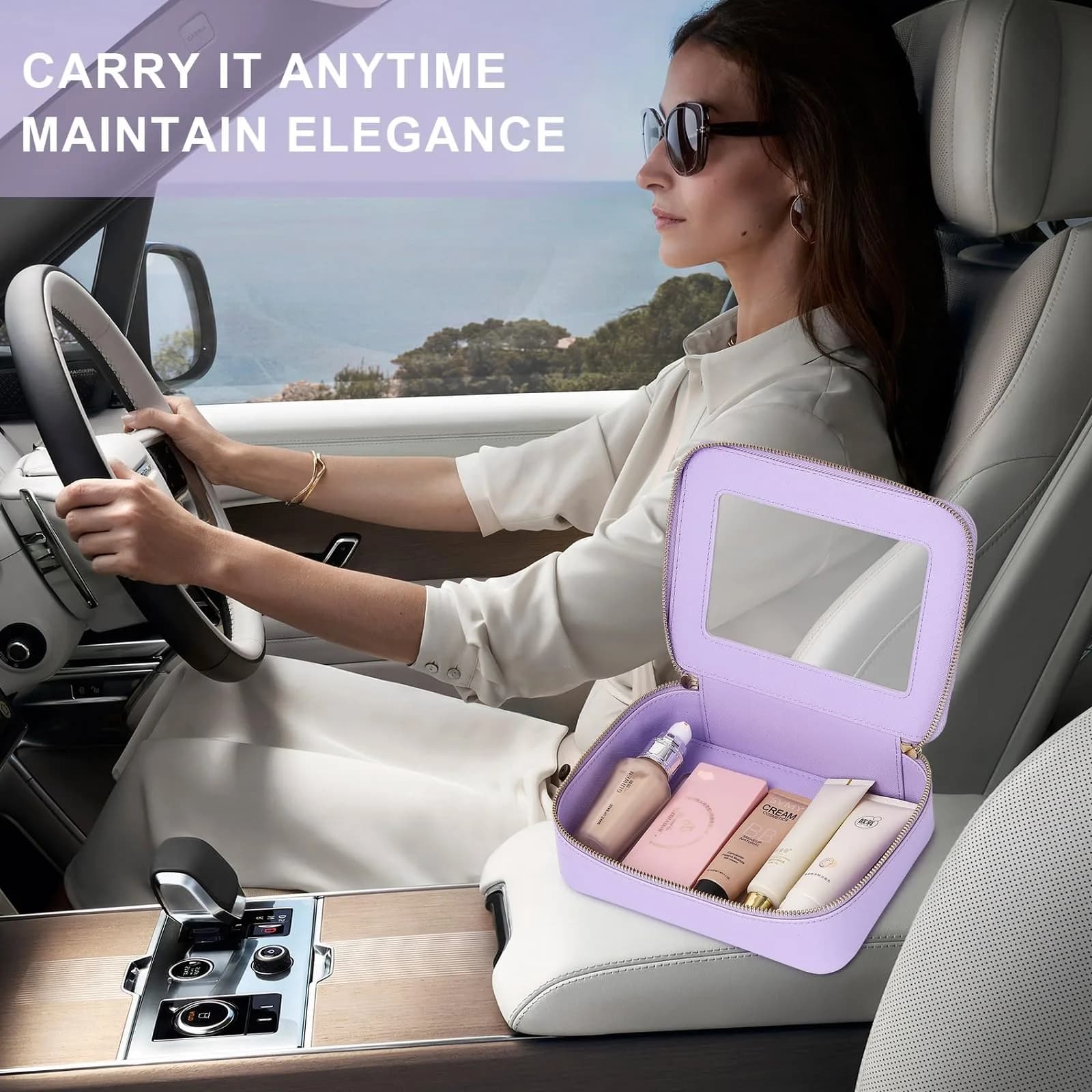 Pinkmik B5/Purple Clear Makeup Bag Set, L+M+SLIM | TSA Approved Travel Cosmetic Case - view 4