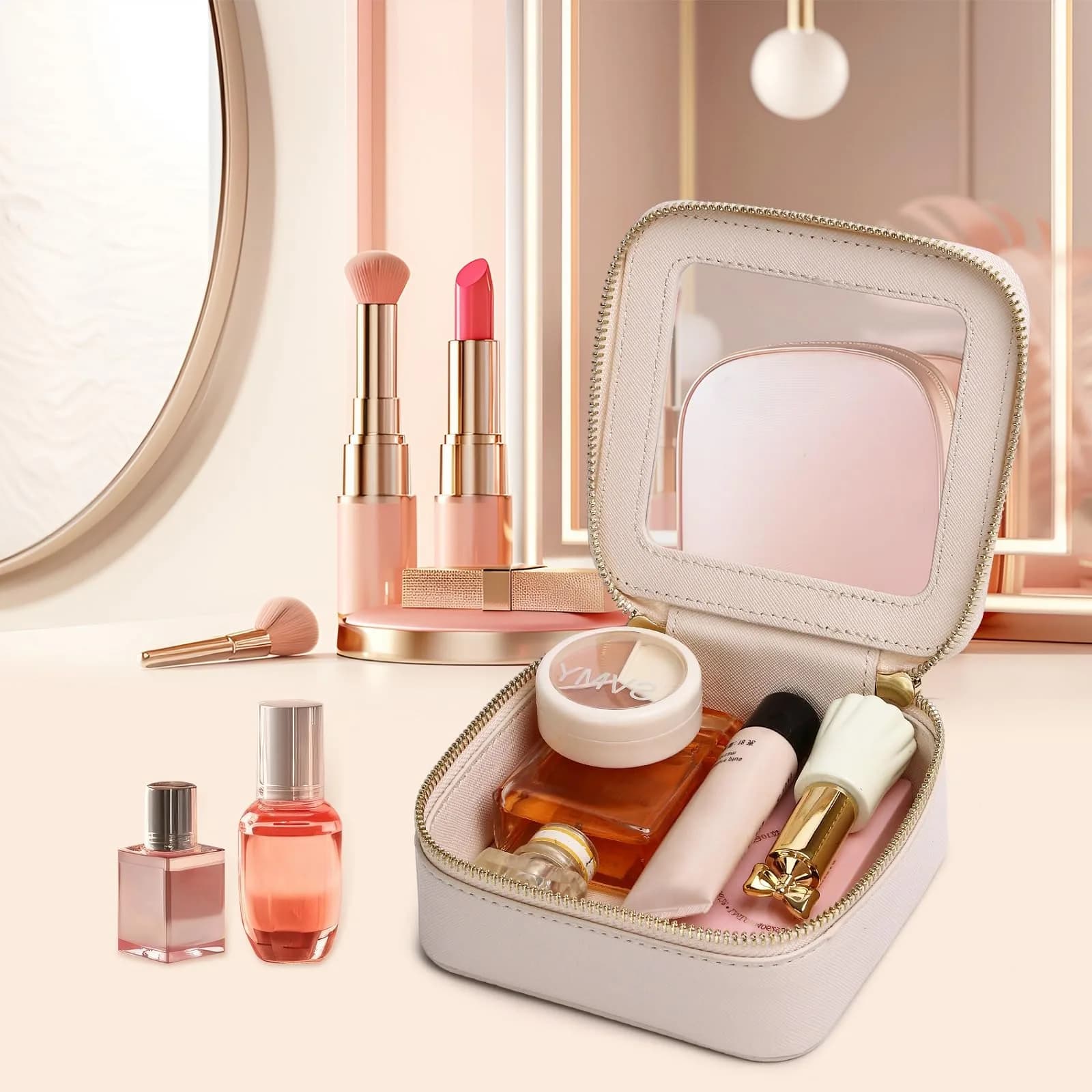 Pinkmik B5/Fuxia Clear Makeup Bag Set, L+M+SLIM (3-Piece) | TSA Approved Travel Cosmetic Case - view 4