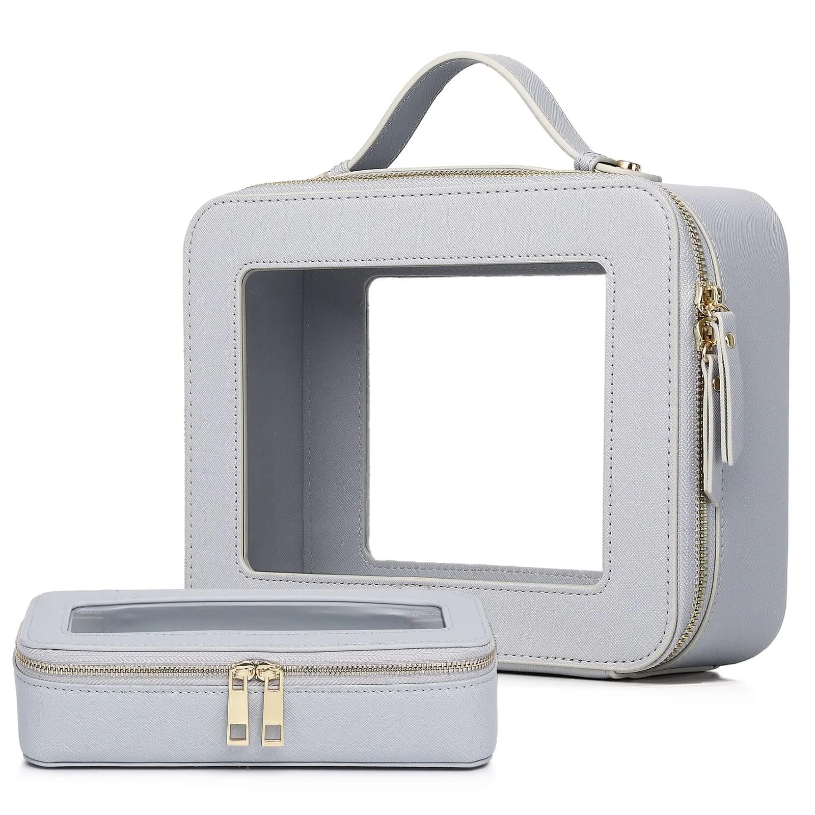 Pinkmik B4/Gray Clear Makeup Bag Set, Large Slim | TSA Approved Travel Cosmetic Case - main product image