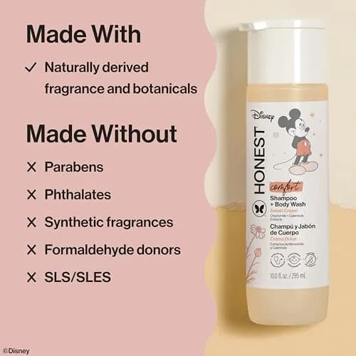 The Honest Company Shampoo Body Wash, Disney’s Mickey Mouse Comfort Sweet Cream 296ml (10 Fl Oz) | Gentle Cleansing for All Hair Types thumbnail 4