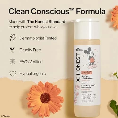 The Honest Company Shampoo Body Wash, Disney’s Mickey Mouse Comfort Sweet Cream 296ml (10 Fl Oz) | Gentle Cleansing for All Hair Types thumbnail 5