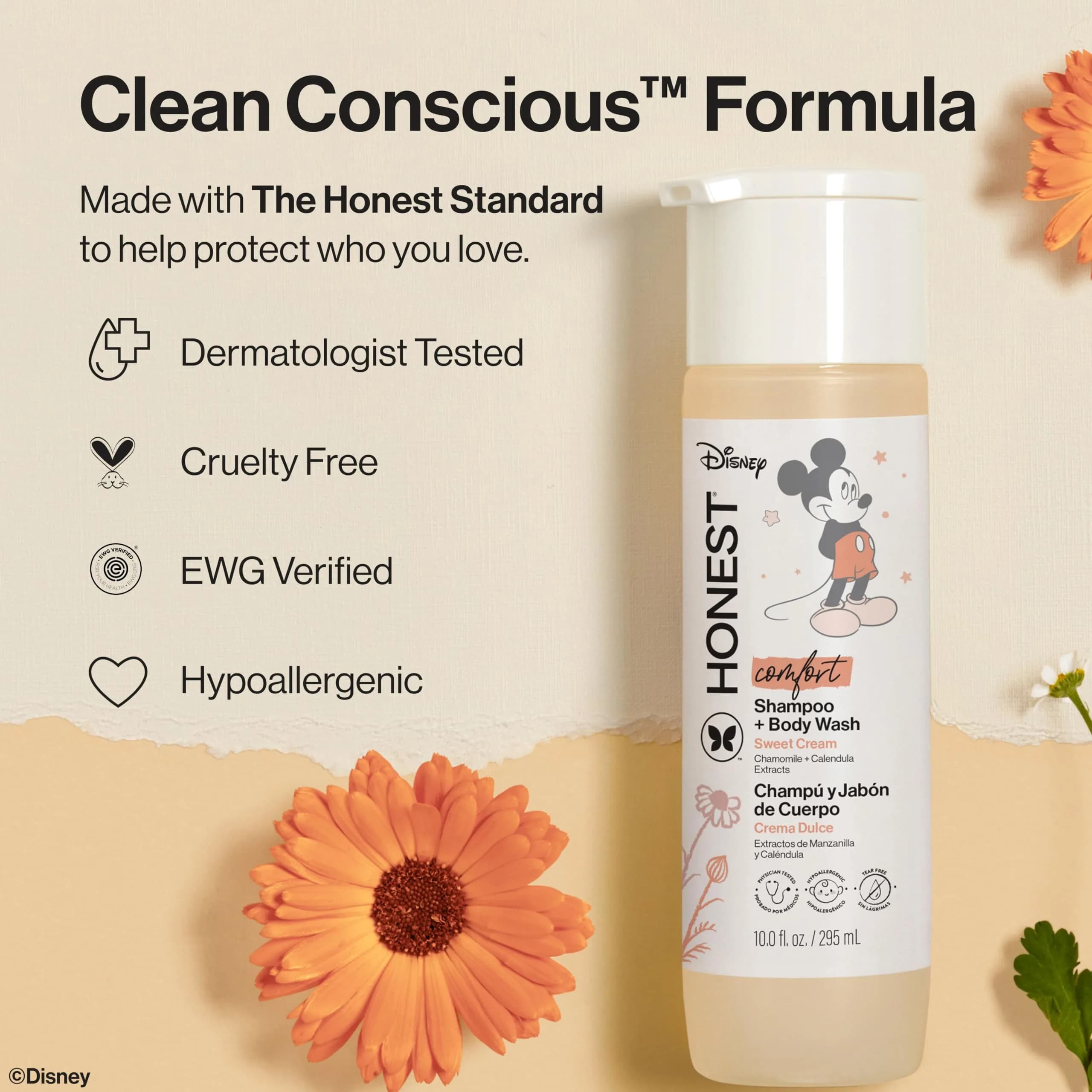 The Honest Company Shampoo Body Wash, Disney’s Mickey Mouse Comfort Sweet Cream 296ml (10 Fl Oz) | Gentle Cleansing for All Hair Types - view 5
