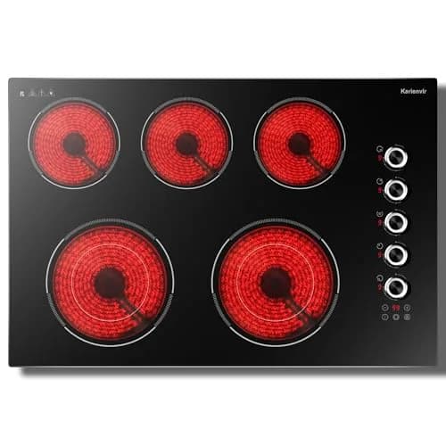 Karienvir 30 Inch Electric Cooktop 5 Burner 8600W Dual Ring Knob & Touch 76.2 cm (30 Inch) thumbnail 1