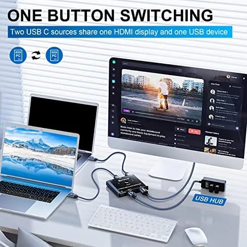 MLEEDA USB C KVM Switch 4K@60Hz for 2 Laptops | Share HDMI Monitor & Keyboard Mouse thumbnail 2