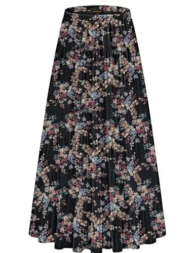 NASHALYLY Women’s Chiffon Maxi Skirt High Waist Pleated A-Line 33.06in | Elegant & Comfortable thumbnail 1