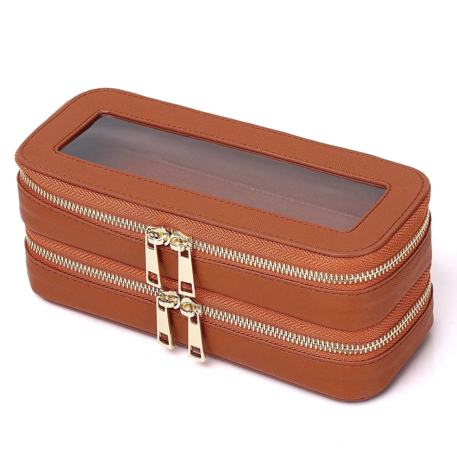 Pinkmik B3/Brown 2-Layer SLIM Makeup Bag Set | TSA Approved Travel Cosmetic Case - main product image