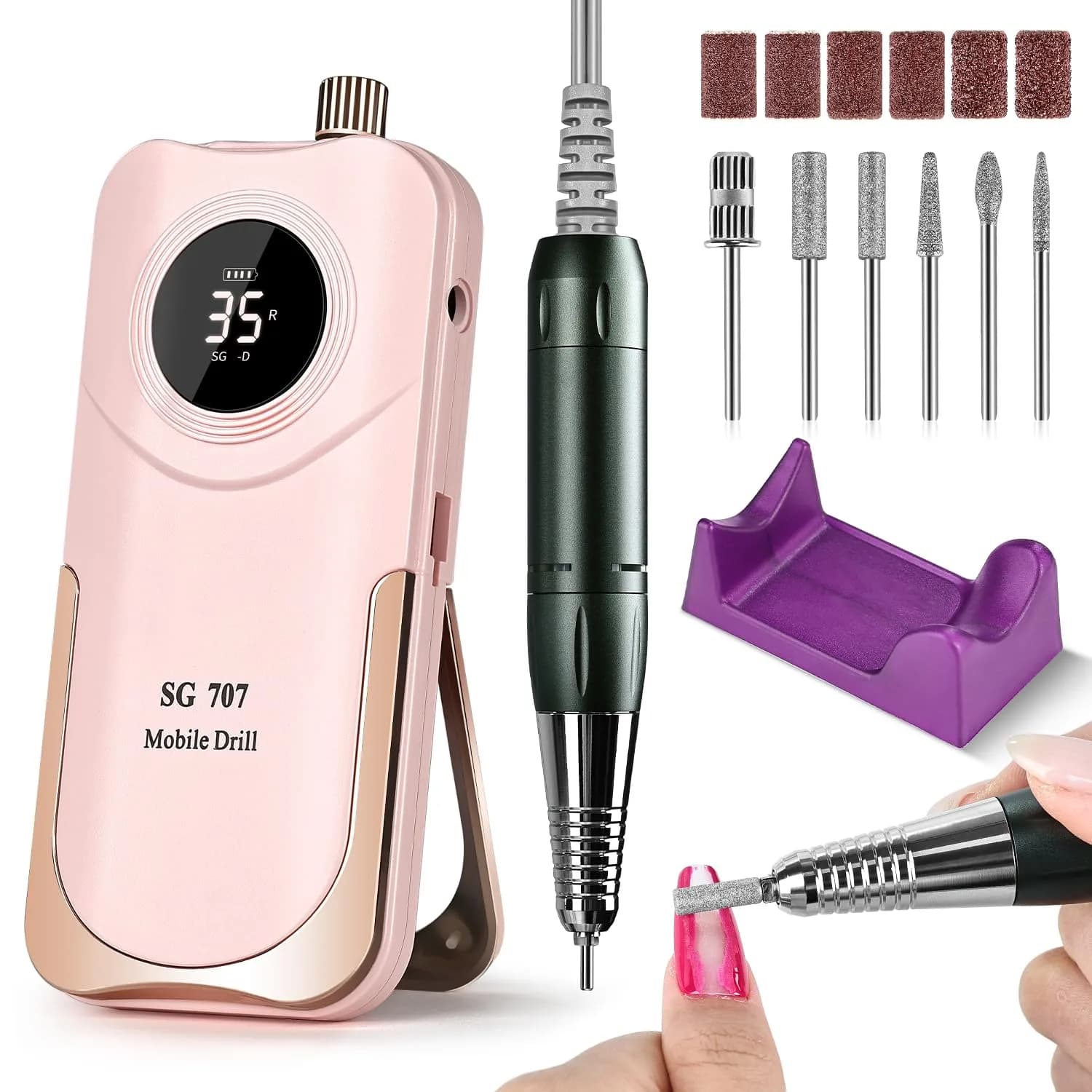 JEWHITENY SG707 Professional Rechargeable Nail Drill 35000 RPM | Acrylic & Gel Nail Care - main product image