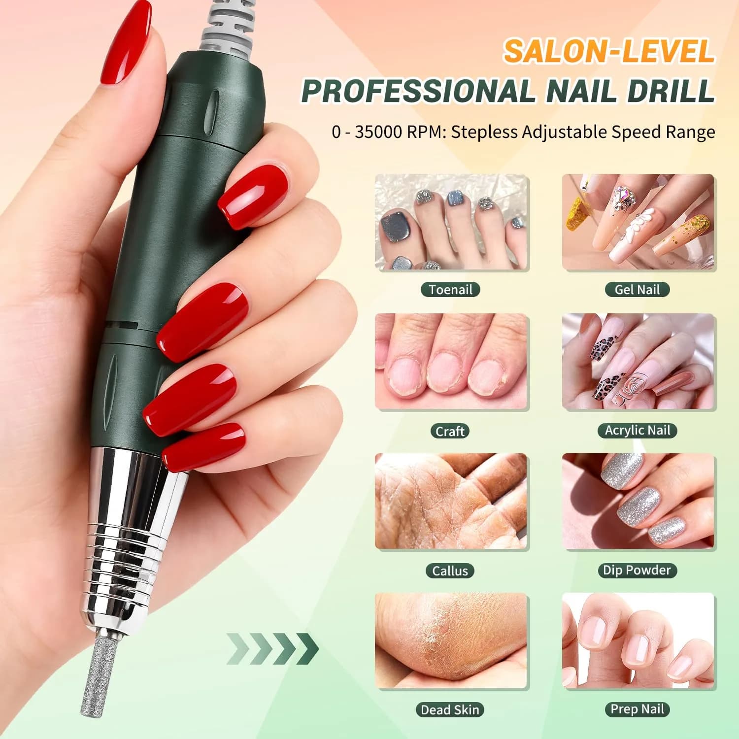 JEWHITENY SG707 Professional Rechargeable Nail Drill 35000 RPM | Acrylic & Gel Nail Care - view 2