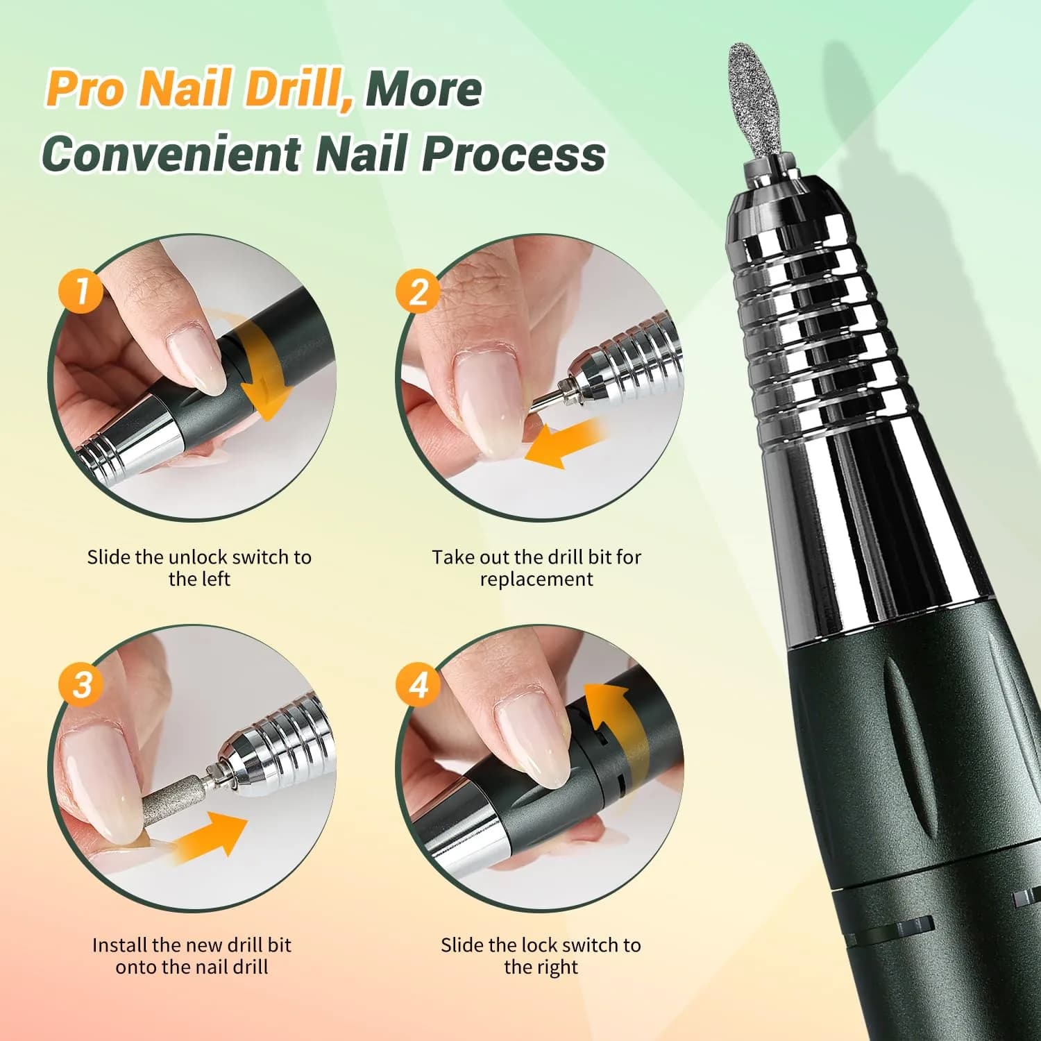 JEWHITENY SG707 Professional Rechargeable Nail Drill 35000 RPM | Acrylic & Gel Nail Care - view 4