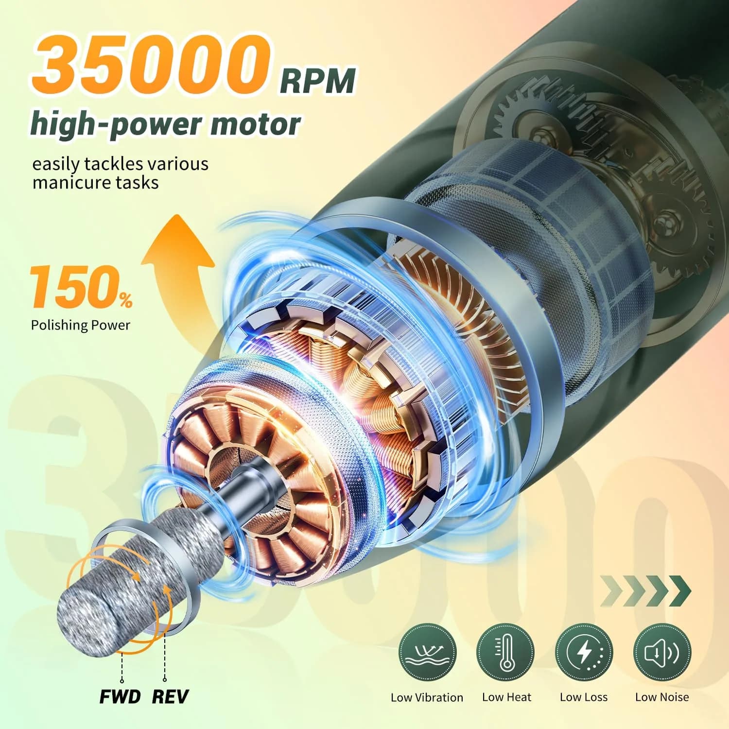 JEWHITENY SG707 Professional Rechargeable Nail Drill 35000 RPM | Acrylic & Gel Nail Care - view 5