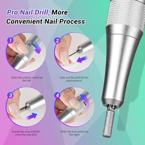 JEWHITENY SG717 Portable Nail Drill 45000RPM | Professional Rechargeable E-File Machine for Acrylic Gel Nails thumbnail 5