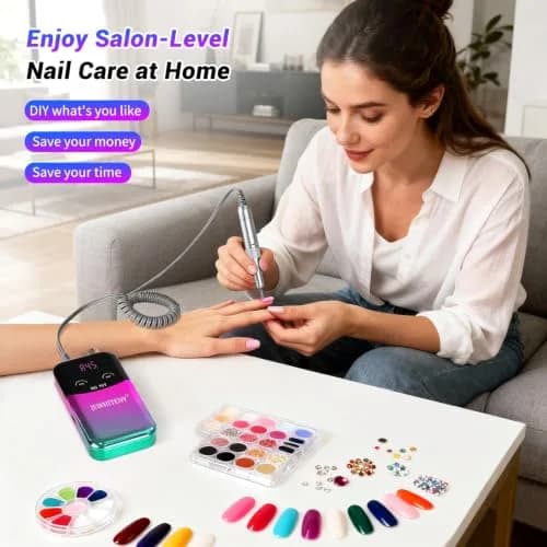 JEWHITENY SG717 Portable Nail Drill 45000RPM | Professional Rechargeable E-File Machine for Acrylic Gel Nails thumbnail 8