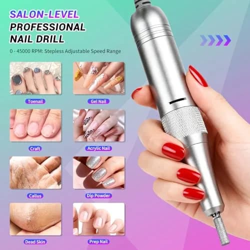 JEWHITENY SG717 Portable Nail Drill 45000RPM | Professional Rechargeable E-File Machine for Acrylic Gel Nails thumbnail 2