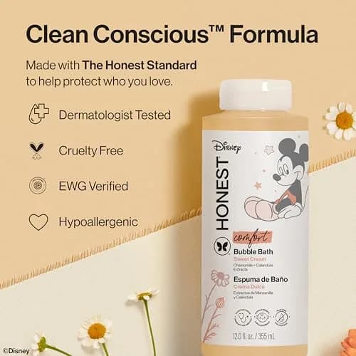 The Honest Company Disney Mickey Mouse Comfort Sweet Cream Bubble Bath 355ml (12 Fl Oz) | Tear-Free Gentle Cleanser thumbnail 5