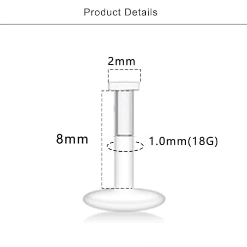 Lcolyoli Clear Nose Studs Retainers 18G (1.0mm) 8mm Length | Invisible Piercing Jewelry for Work & Sports thumbnail 2