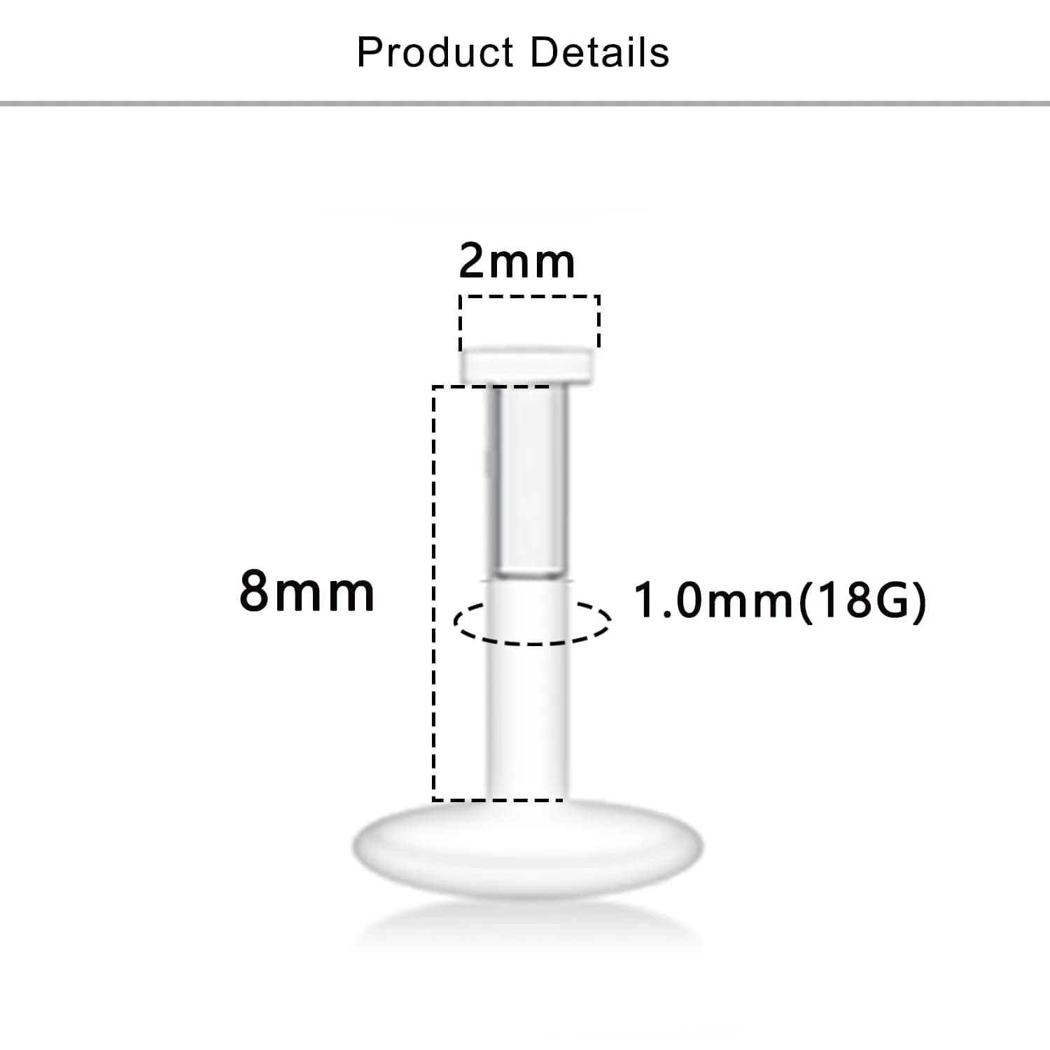 Lcolyoli Clear Nose Studs Retainers 18G (1.0mm) 8mm Length | Invisible Piercing Jewelry for Work & Sports - view 2