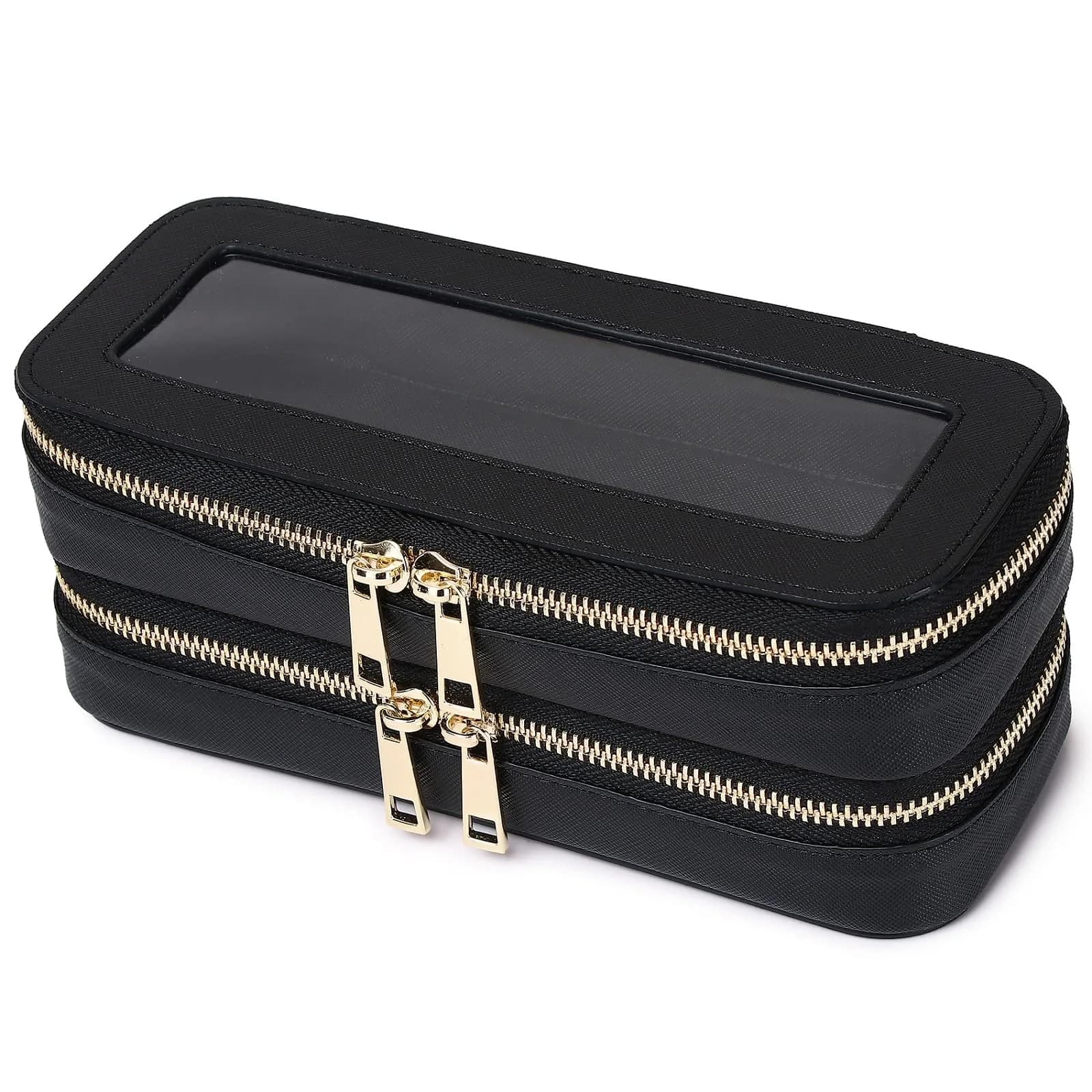 Pinkmik B3/Black 2-Layer SLIM Makeup Bag Set - TSA Approved Travel Cosmetic Case - main product image